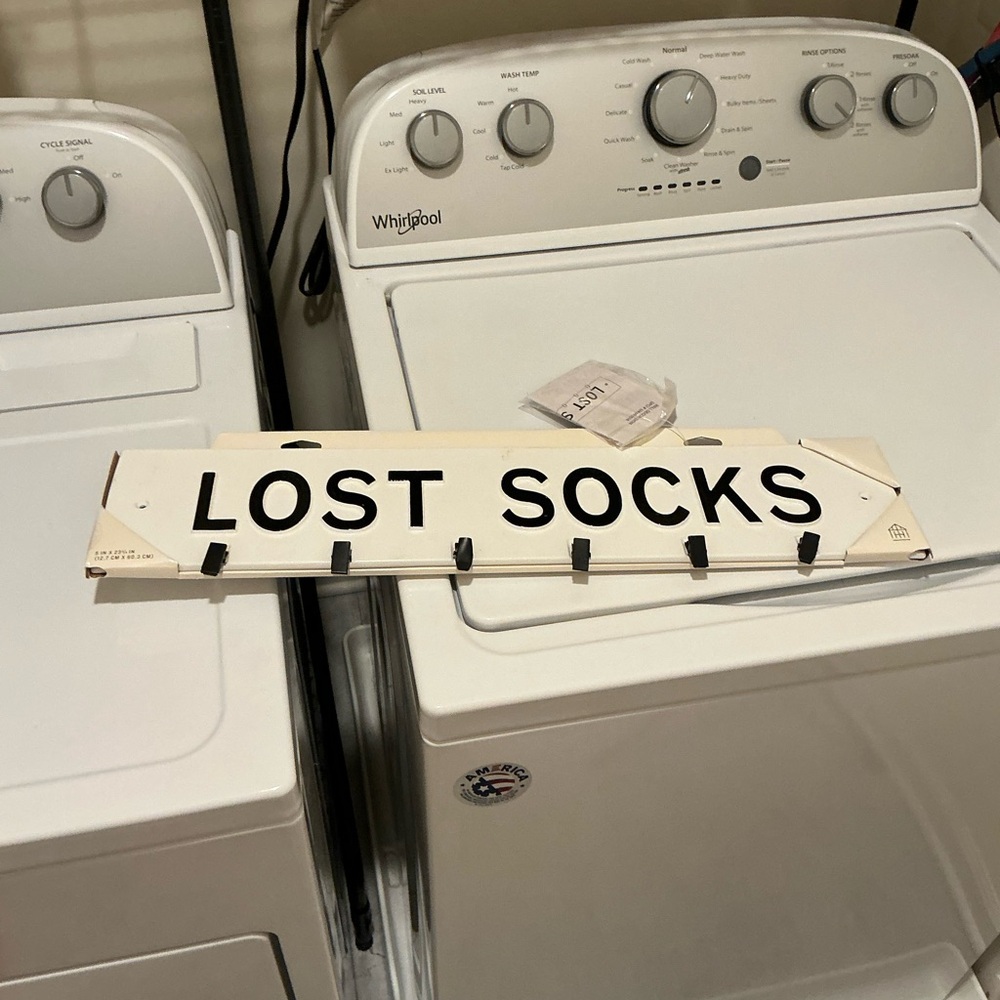 LOST SOCKS Wall Hook Sign - Black on White